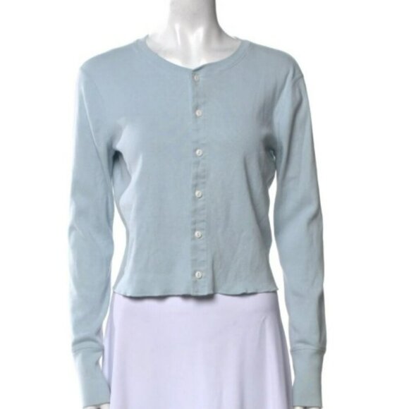 Re/done Hanes 50’s Cropped Buttoned Cardigan Long Sleeve Size Small - Picture 2 of 8